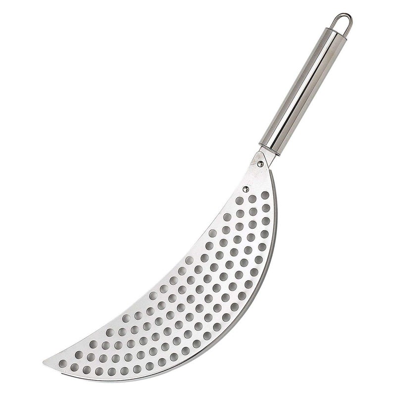 Killer's Instinct Ou Pan Pot Strainer with Handle Stainless Steel Hand Held Crescent Drainer for Spaghetti Fry Noodles Fruit Vegetable Pasta Strainer Colander Heavy Duty Food Drainers - Image 1